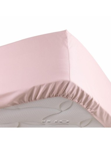 1643196 - drap housse 2 personnes 140 x 190 cm percale uni 78 fils percaline ros