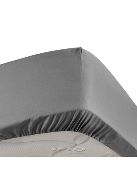 drap housse 2 personnes 160 x 200 cm percale uni 78 fils percaline anthracite