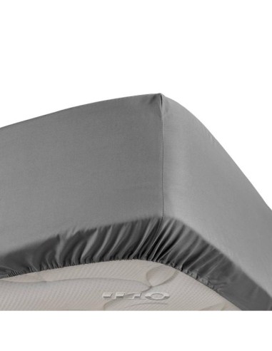 drap housse 2 personnes 180 x 200 cm percale uni 78 fils percaline anthracite