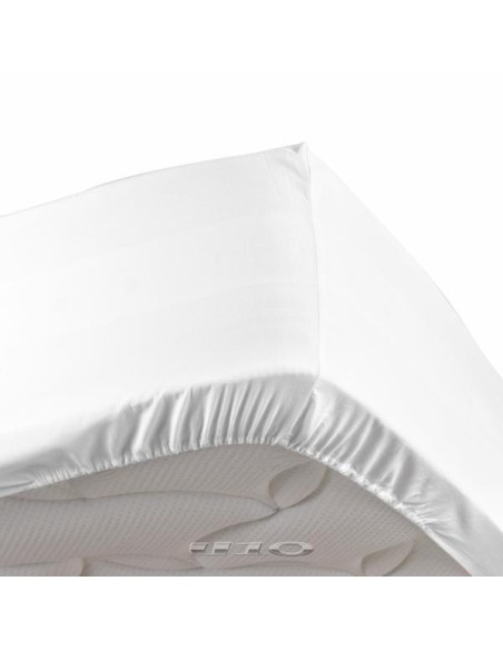 drap housse 2 personnes 180 x 200 cm percale uni 78 fils percaline blanc