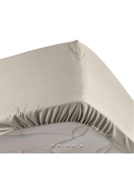 1643207 - drap housse 2 personnes 180 x 200 cm percale uni 78 fils percaline nat