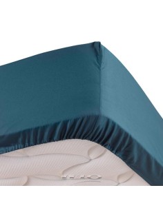 1643209 - drap housse 2 personnes 180 x 200 cm percale uni 78 fils percaline ble