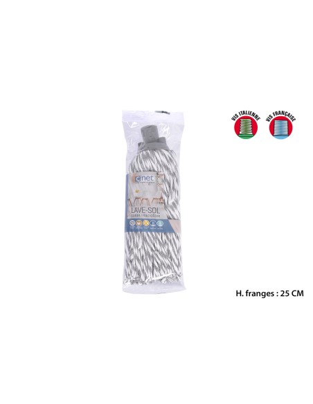 lave sol microfibre+coton franges 25cm