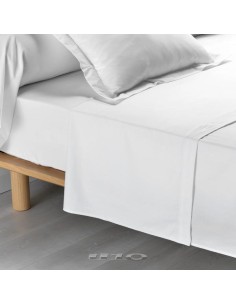 drap plat 1 personne 180 x 290 cm percale uni 78 fils percaline blanc +p bourdon