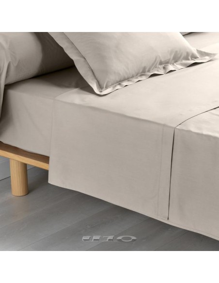 1643214 - drap plat 1 personne 180x290 cm percale uni 78 fils percaline naturel