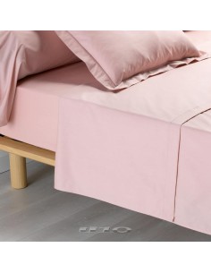 1643224 - drap plat 2 personnes 240 x 300 cm percale uni 78 fils percaline rose