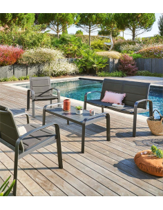 165653j - salon elyn 4 places vert jade/blanc