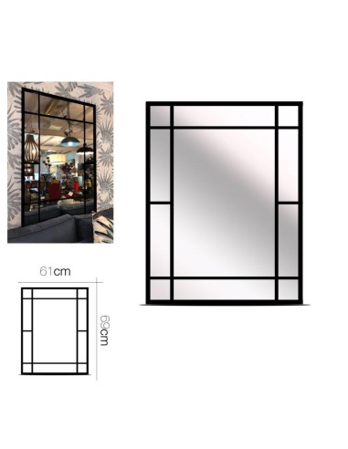 28207-miroir metal noir 61 x 69 cm