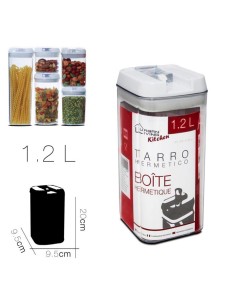 11124 - boite hermetique 9.5 x 9.5 x h 20 cm / 1.2 litros