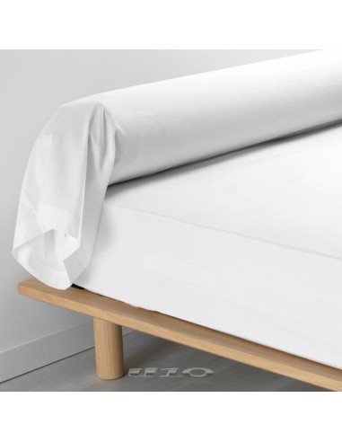 taie de traversin 85 x 185 cm percale uni 78 fils percaline blanc +p. bourdon