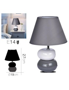 20138-lampe ceramique 2 galets gris diam 19 x 27 cm