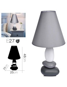 20159-lampe ceramique 3 galets gris diam 25 x 48 cm