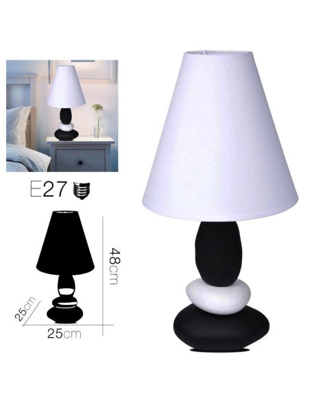 20160-lampe ceramique 3 galets blanc diam 25 x 48 cm