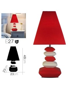 20164-lampe ceramique 5 galets rouge 23 x 23 x 48 cm