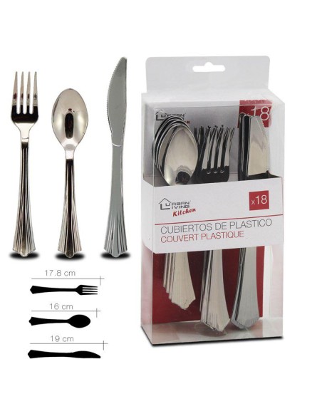 226700 - couvert plastique argenté 18 pcs