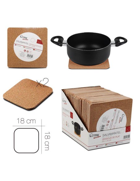 226749 - dessous plat liege carre x2 18 x 18 cm