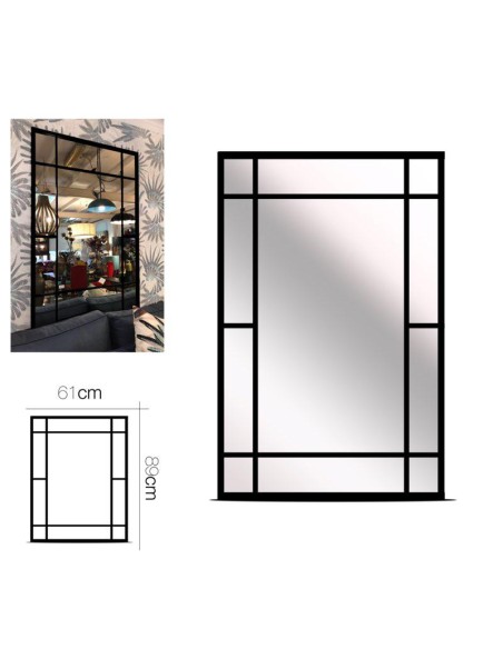 28208-miroir metal noir 89 x 61 cm