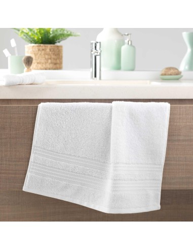 serviette de toilette 50 x 90 cm eponge unie excellence blanc