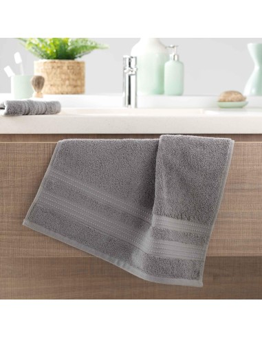 serviette de toilette 50 x 90 cm eponge unie excellence gris