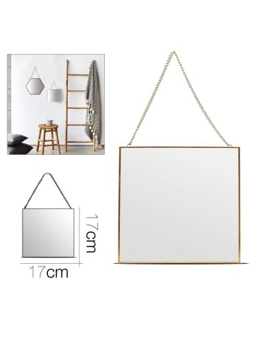 45134 - miroir dore  a/suspendre 17 x 17 cm