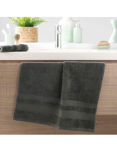 serviette de toilette 50 x 90 cm eponge unie excellence anthracite