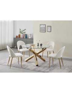 chaise ruth rose pieds or