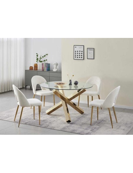 chaise ruth rose pieds or