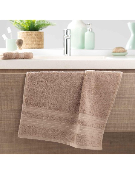 serviette de toilette 50 x 90 cm eponge unie excellence taupe
