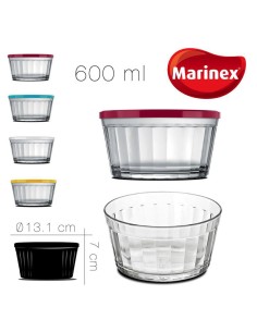 86967 - boite hermetique verre  couvercle couleur 600 ml d13.1 x 7 cm