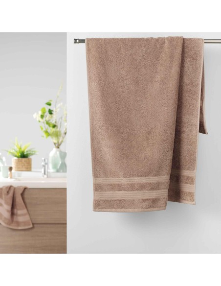 drap de douche 70 x 130 cm eponge unie excellence taupe