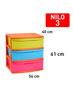 1214203-bloc de rangement nilo 3 tiroirs multicolore