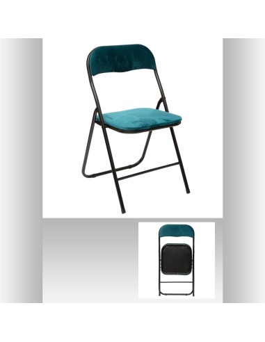164715d - chaise pliante velours bleu