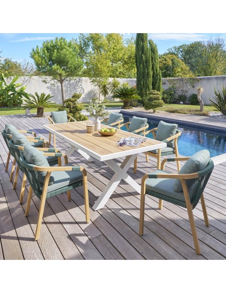 171135a  - table emperia 8p acacia/blanc