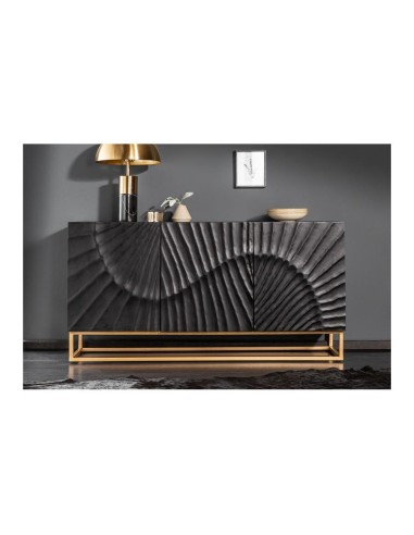 prit56 - buffet bas scorpion / bois manguier noir - 160x38x75cm