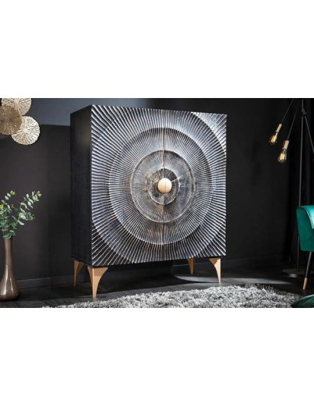 prit54 - buffet haut sunset / manguier noir or - 100x45x120cm