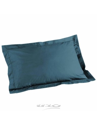 taie d'oreiller volant plat 50 x 70 cm uni 57 fils lina bleu nuit +point bourdon
