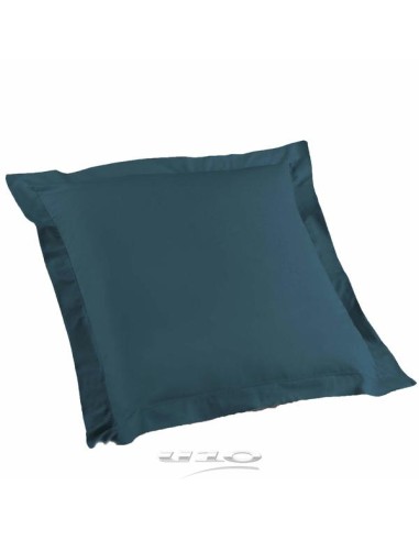 taie d'oreiller volant plat 63 x 63 cm uni 57 fils lina bleu nuit +point bourdon