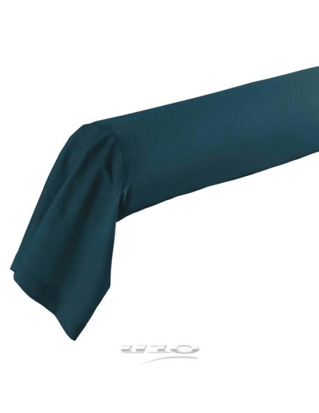 taie de traversin 85 x 185 cm uni 57 fils lina bleu nuit +point bourdon