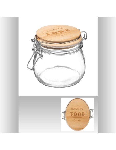 169210 - bocal ver+bois 0,5l wording L. 14,3 x P. 13,5 x H. 10,5 cm