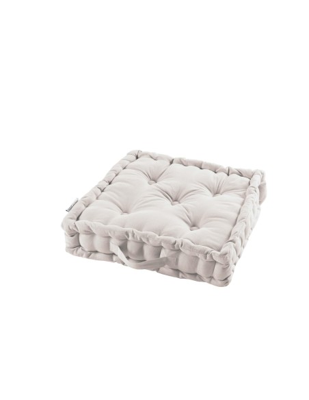 1608741-coussin de sol 60 x 60 x 10 cm coton uni panama blanc