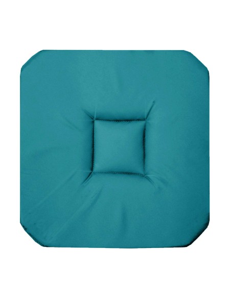 galette 4 rabats 36 x 36 x 3.5 cm coton uni panama bleu