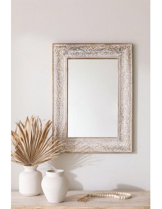 prit44 - miroir manguier sculpté  - 26,67x60x87cm
