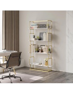 prit60 - etagere 4 etageres or /blanc - 30x120x180cm