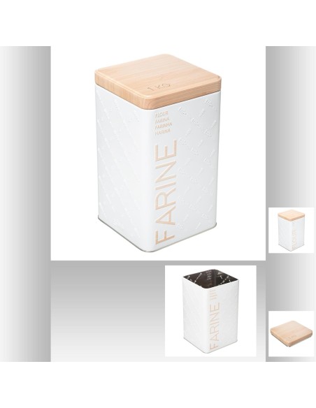 169284 - boite farine scandi ed br6 L. 10,5 x P. 10,5 x H. 18,5 cm
