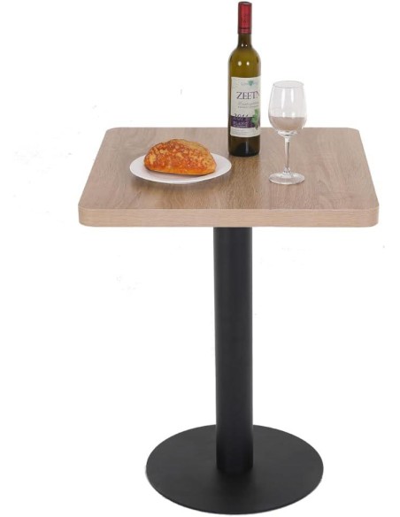 prit75 - table bar pedestral manguier / metal - 90x90x75cm