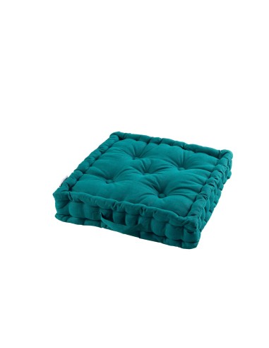 coussin de sol 45 x 45 x 10 cm coton uni panama emeraude