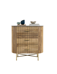 prit48 - commode 3 tiroirs piano marbre/acacia - 81x46x86cm