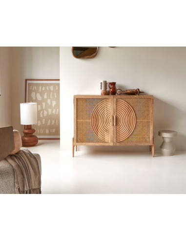 prit85 - commode sina manguier / rotin - 45,5x114x90cm