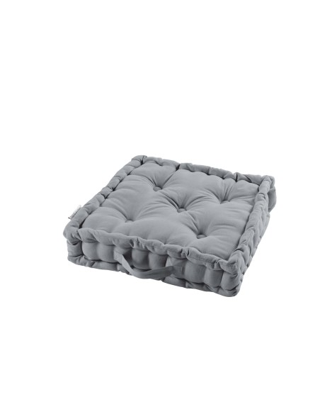 coussin de sol 45 x 45 x 10 cm coton uni panama gris