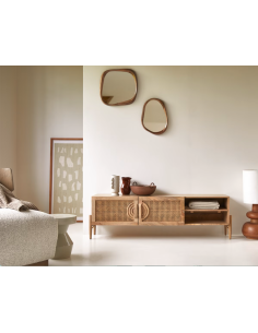 prit86 - meuble tv sina manguier/rotin - 36x144x45cm